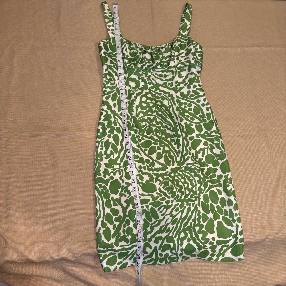 Milly Size 4 Lime Green Silk Empire Waist Mini Dress - Picture 8 of 12